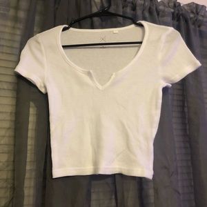 White Cropped Pacsun V-neck T-Shirt
